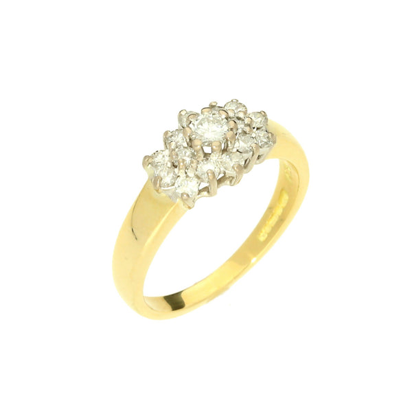 18ct Yellow Gold Fancy Diamond Cluster Ring 0.50ct