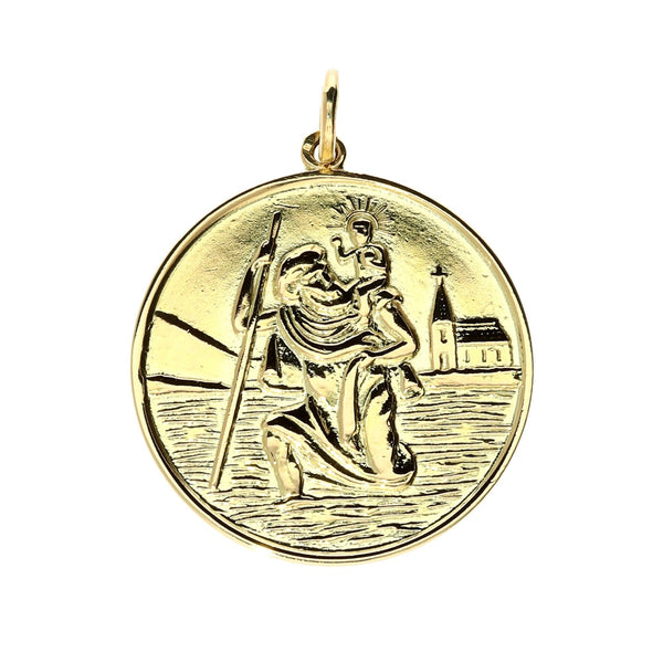 Pre-Loved 9ct Gold Round St Christopher Pendant - 5.4g