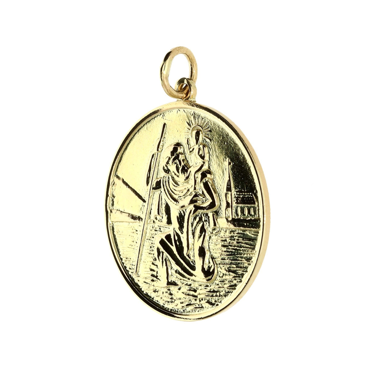 Pre-Loved 9ct Gold Round St Christopher Pendant - 5.4g