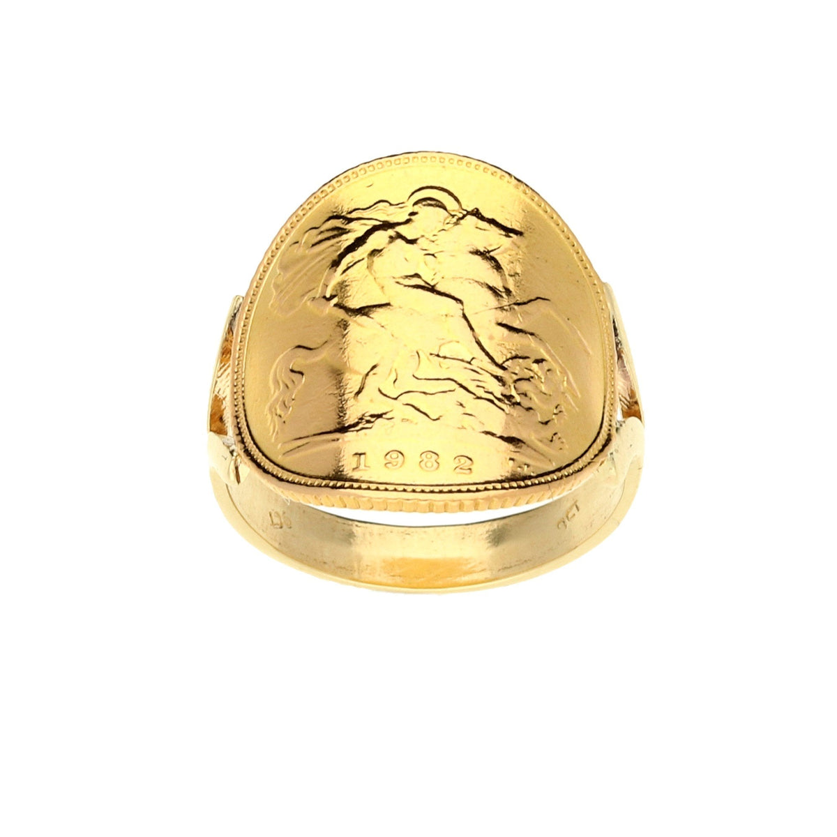 1982 Bent Over Half-Sovereign Ring - 5.6g