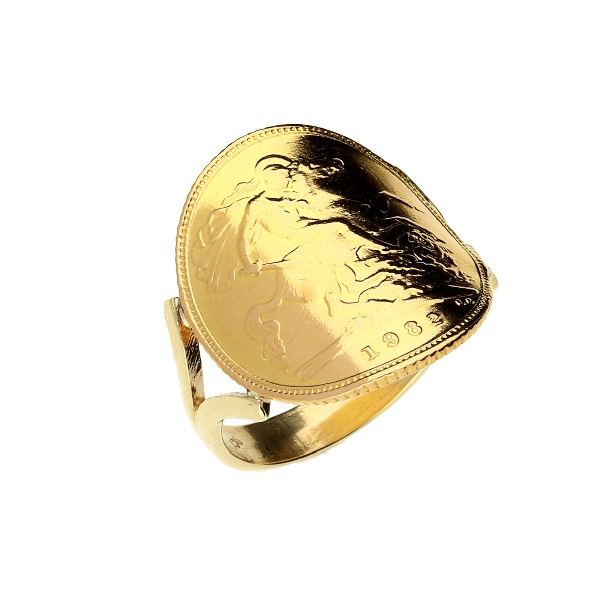 1982 Bent Over Half-Sovereign Ring - 5.6g