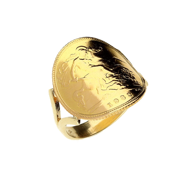 1982 Bent Over Half-Sovereign Ring - 5.6g