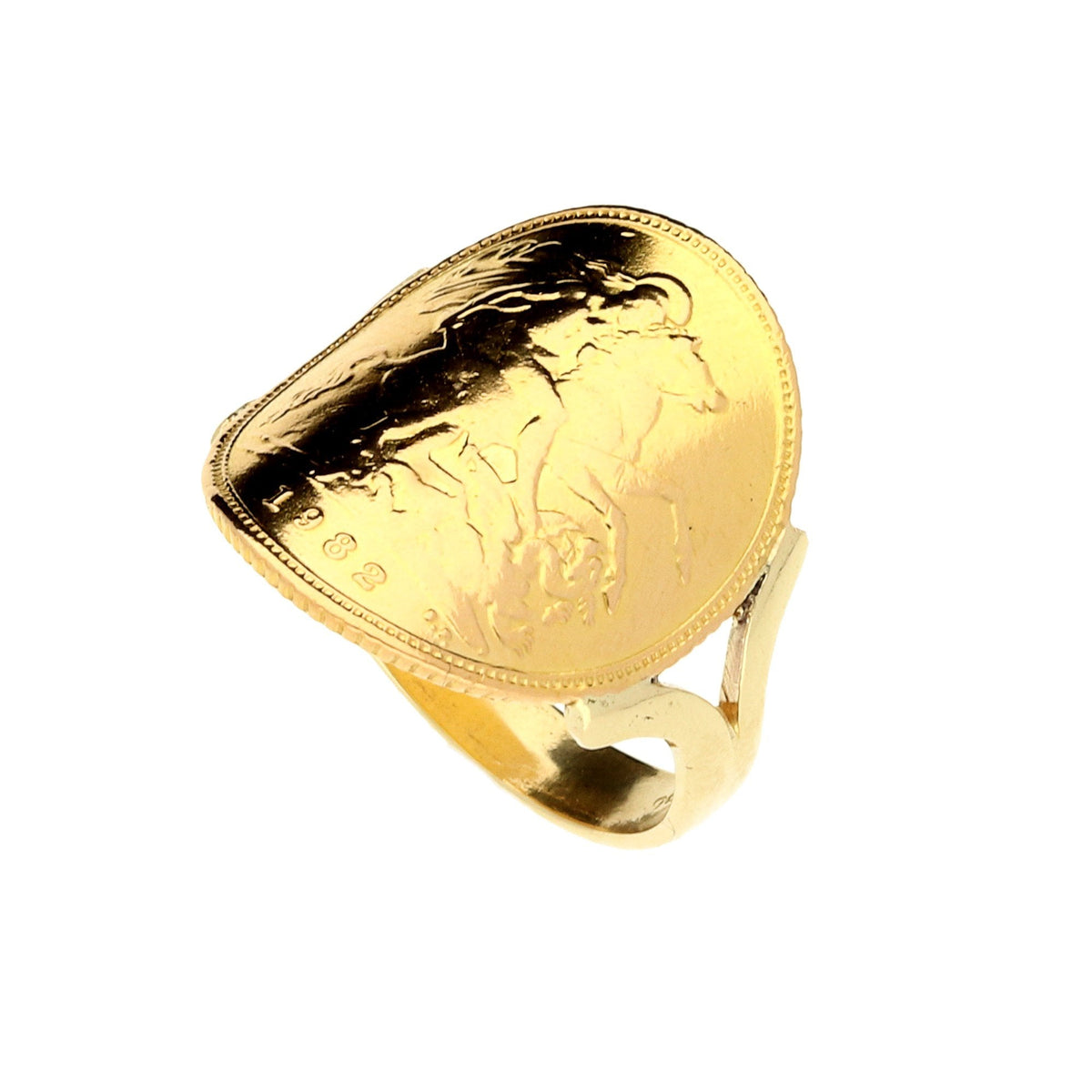 1982 Bent Over Half-Sovereign Ring - 5.6g
