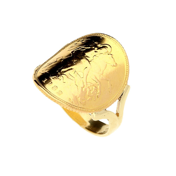 1982 Bent Over Half-Sovereign Ring - 5.6g