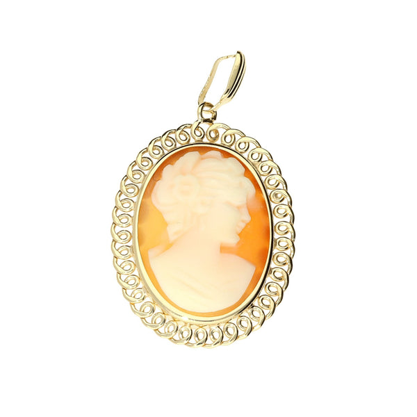 9ct Yellow Gold Small Cameo Pendant - 2.4g