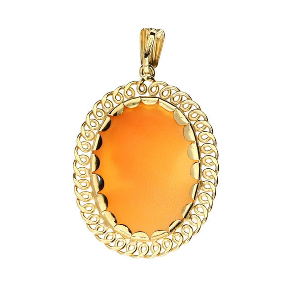 9ct Yellow Gold Small Cameo Pendant - 2.4g