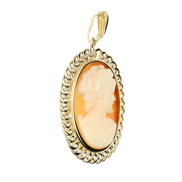 9ct Yellow Gold Small Cameo Pendant - 2.4g