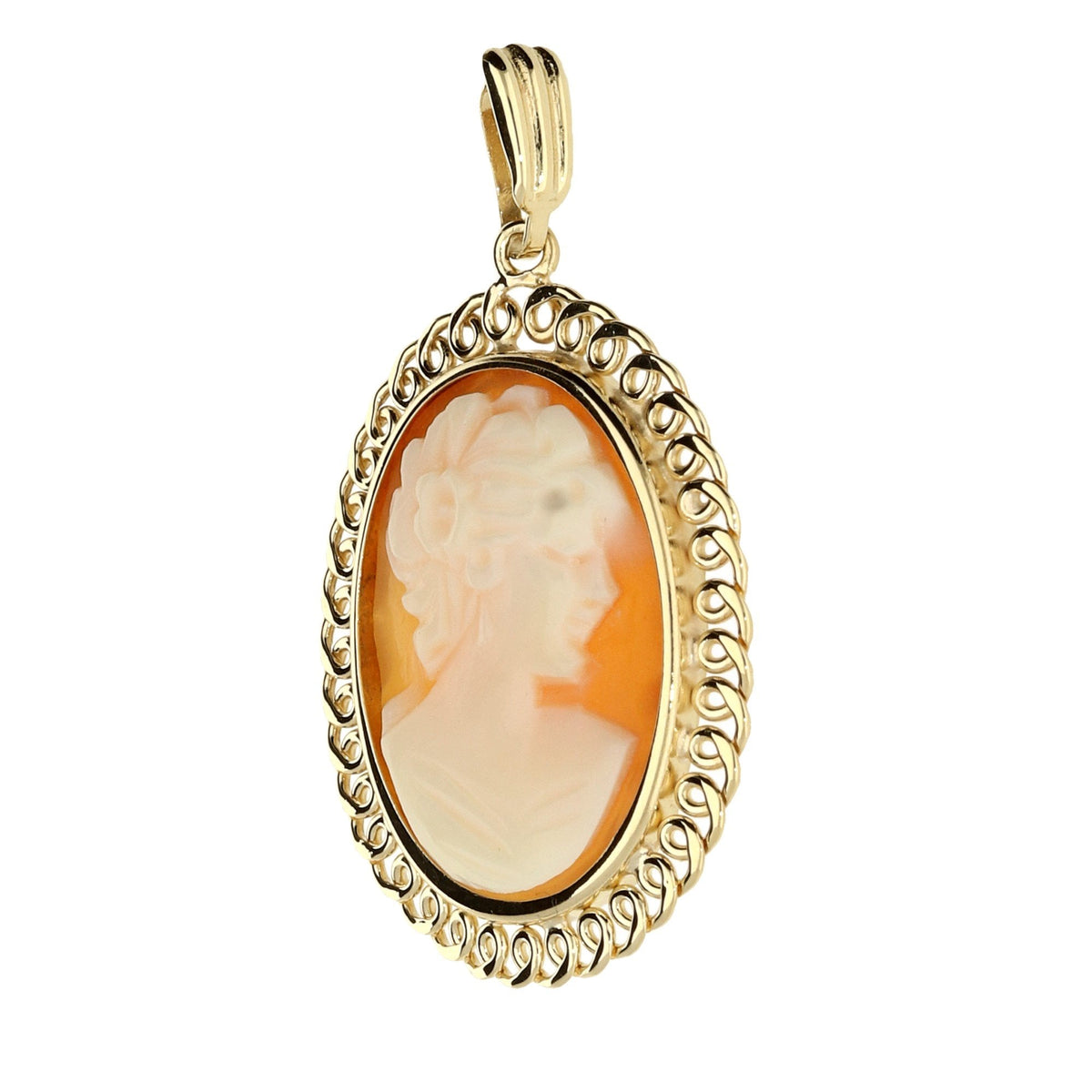 9ct Yellow Gold Small Cameo Pendant - 2.4g