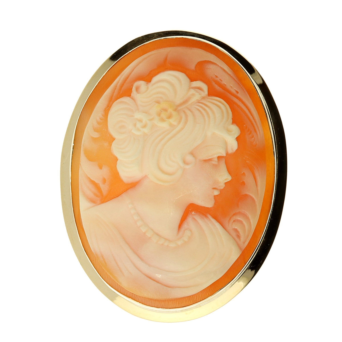 9ct Yellow Gold Large Cameo Brooch/Pendant - 7.9g
