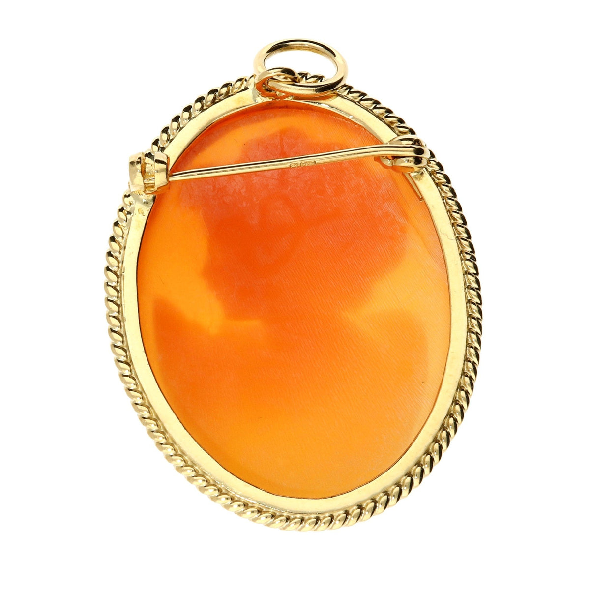 9ct Yellow Gold Large Cameo Brooch/Pendant - 8.2g