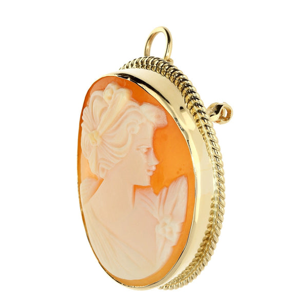 9ct Yellow Gold Large Cameo Brooch/Pendant - 8.2g