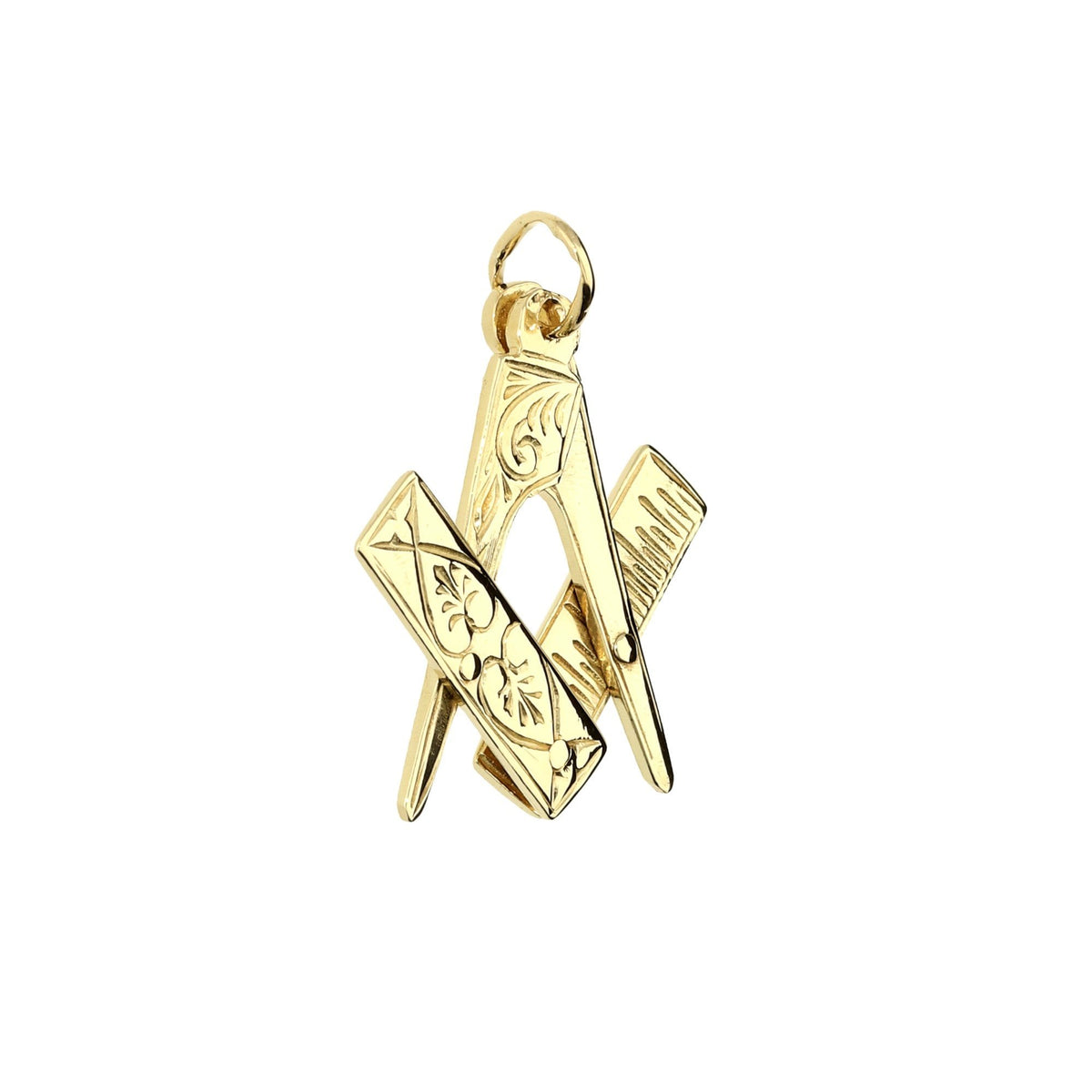 9ct Gold Masonic Square & Compass Pendant - 2.6g