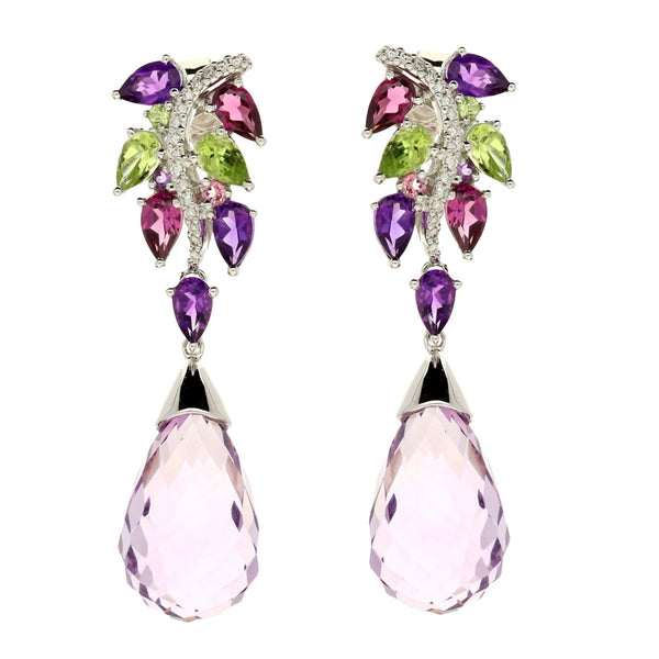 18ct White Gold Fancy Diamond Earrings - 10.3g