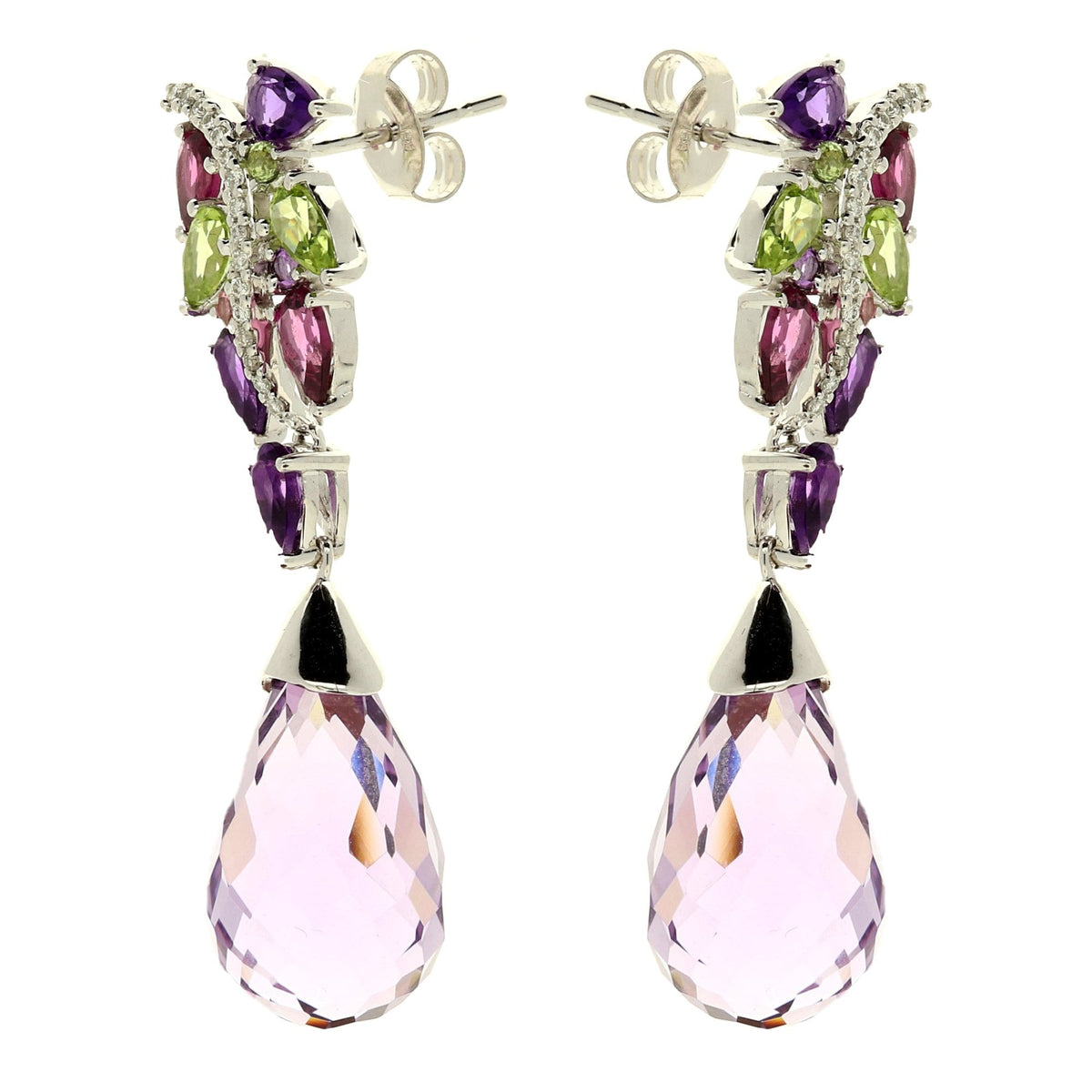 18ct White Gold Fancy Diamond Earrings - 10.3g