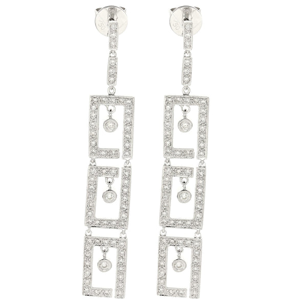 18ct White Gold Art Deco Style Earrings - 1.00ct