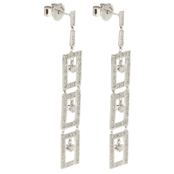 18ct White Gold Art Deco Style Earrings - 1.00ct