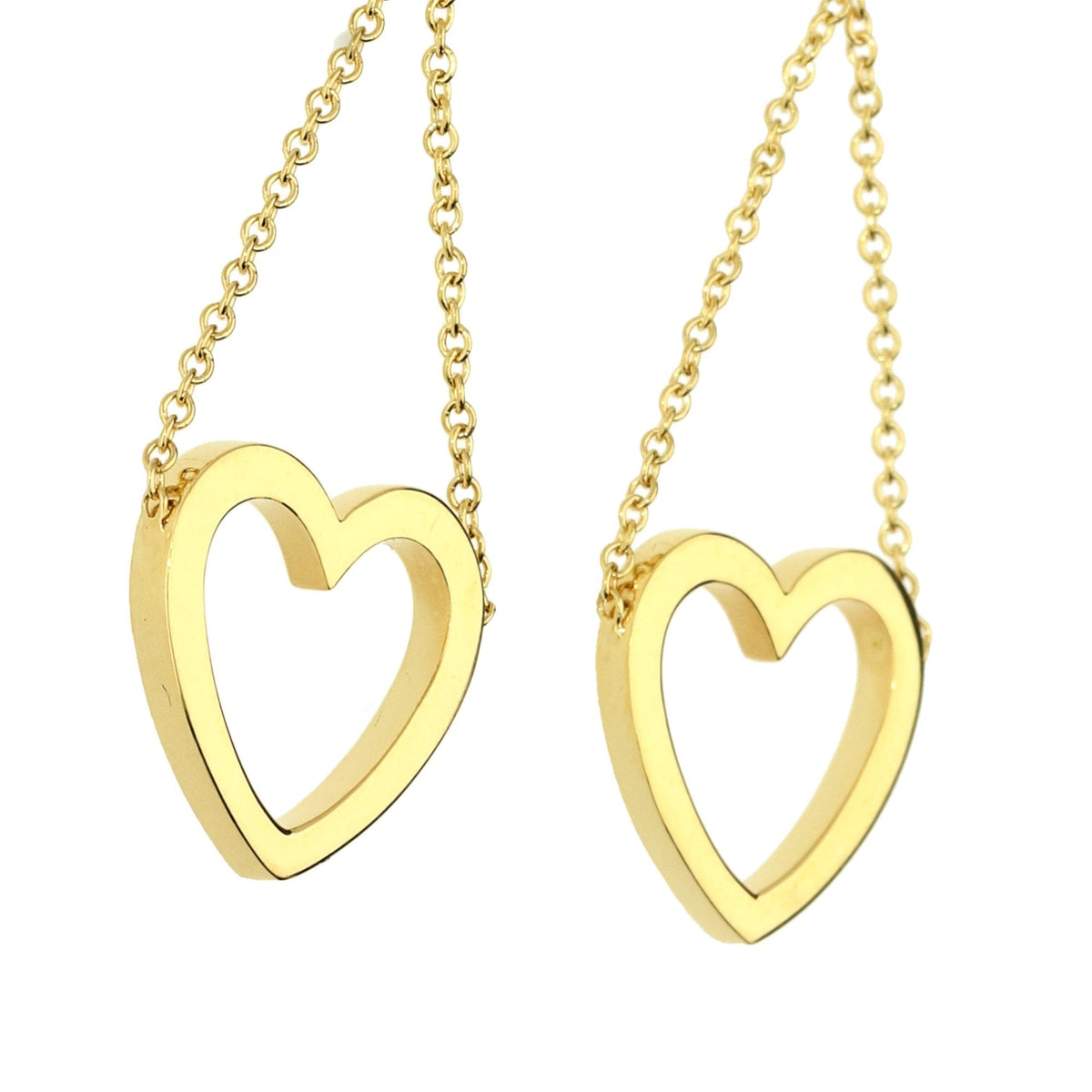 18ct Yellow Gold Tiffany Open Heart Drop Earrings