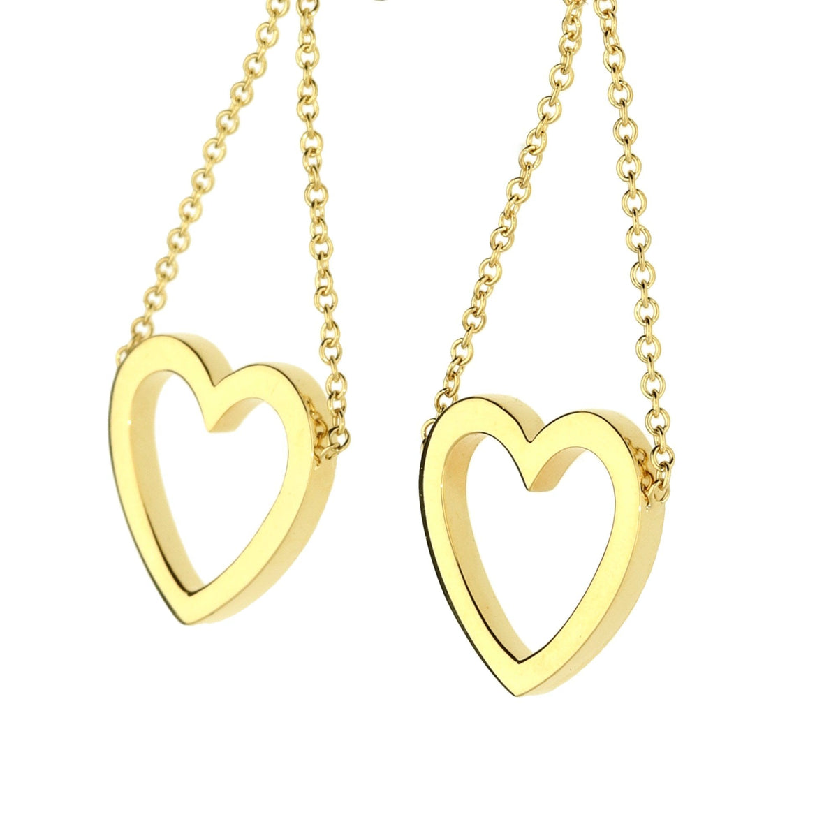 18ct Yellow Gold Tiffany Open Heart Drop Earrings