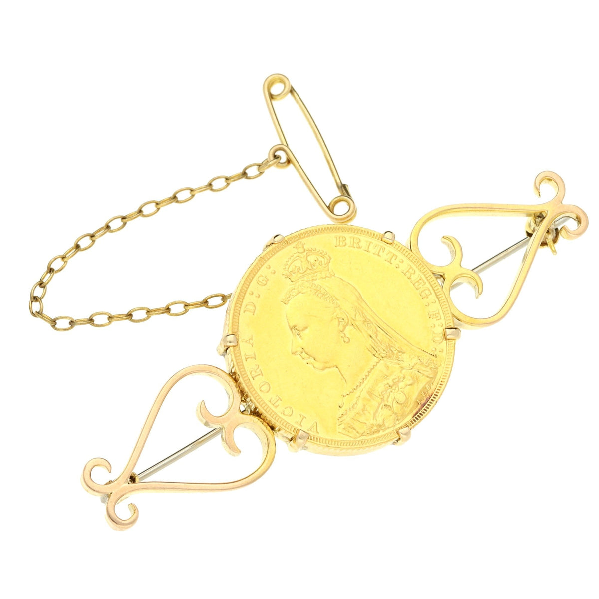 1890 Full-Sovereign Gold Brooch - 13.2g