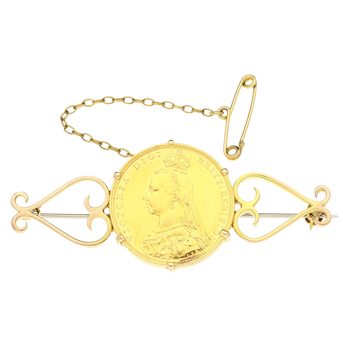 1890 Full-Sovereign Gold Brooch - 13.2g