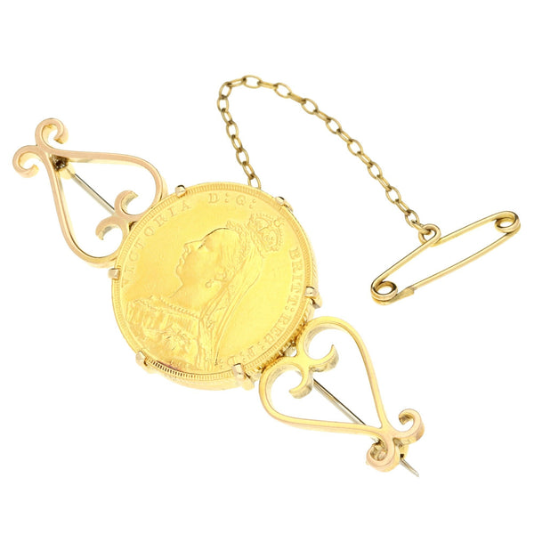 1890 Full-Sovereign Gold Brooch - 13.2g
