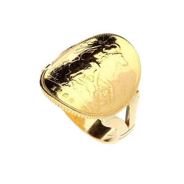 1982 Bent-Over Half Sovereign Ring - 6.20g