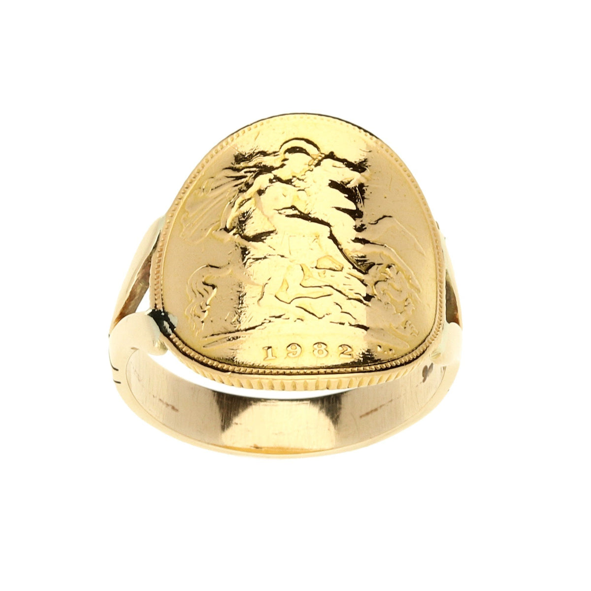 1982 Bent-Over Half Sovereign Ring - 6.20g