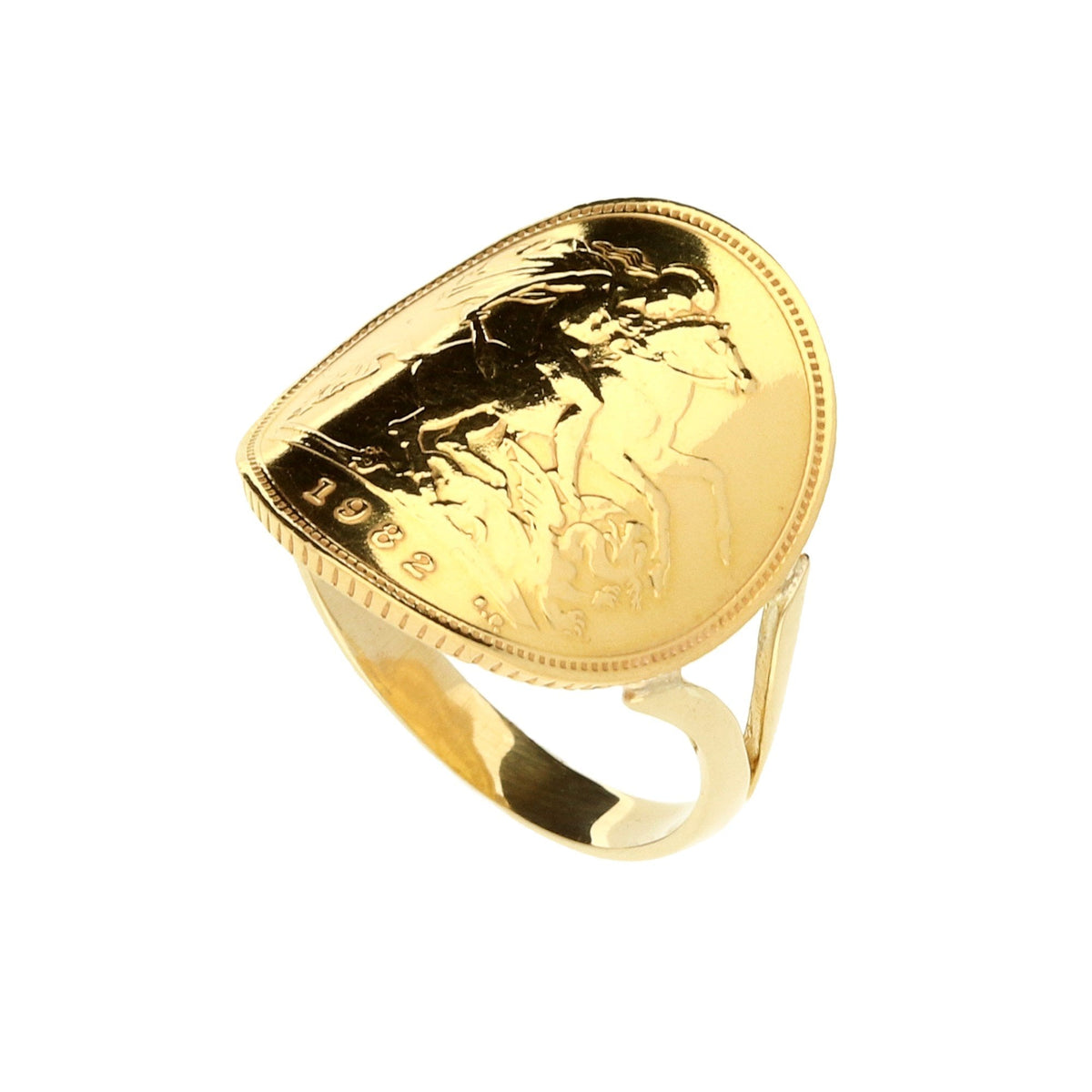 1982 Bent-Over Half Sovereign Ring - 6.10g