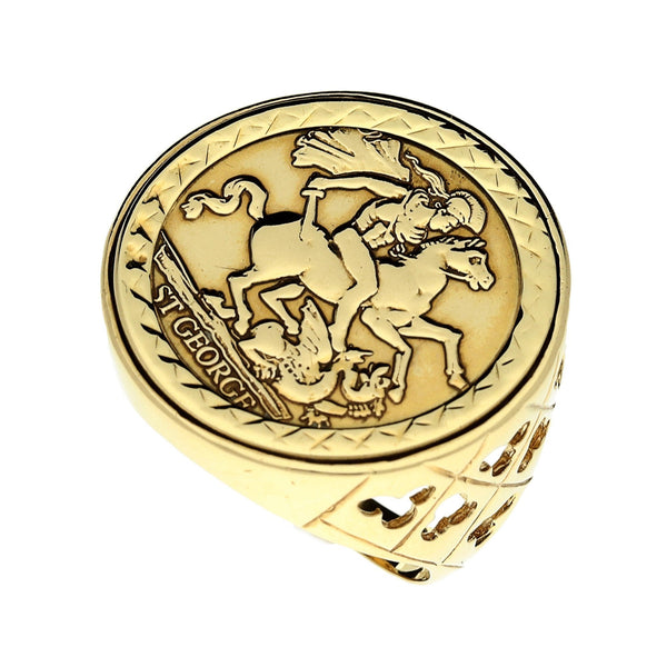 9ct Yellow Gold St George Ring - 8.9g