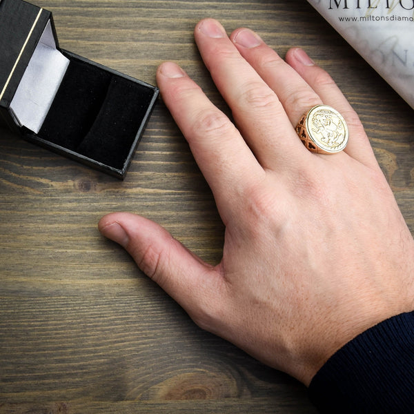 9ct Yellow Gold St George Ring - 8.9g