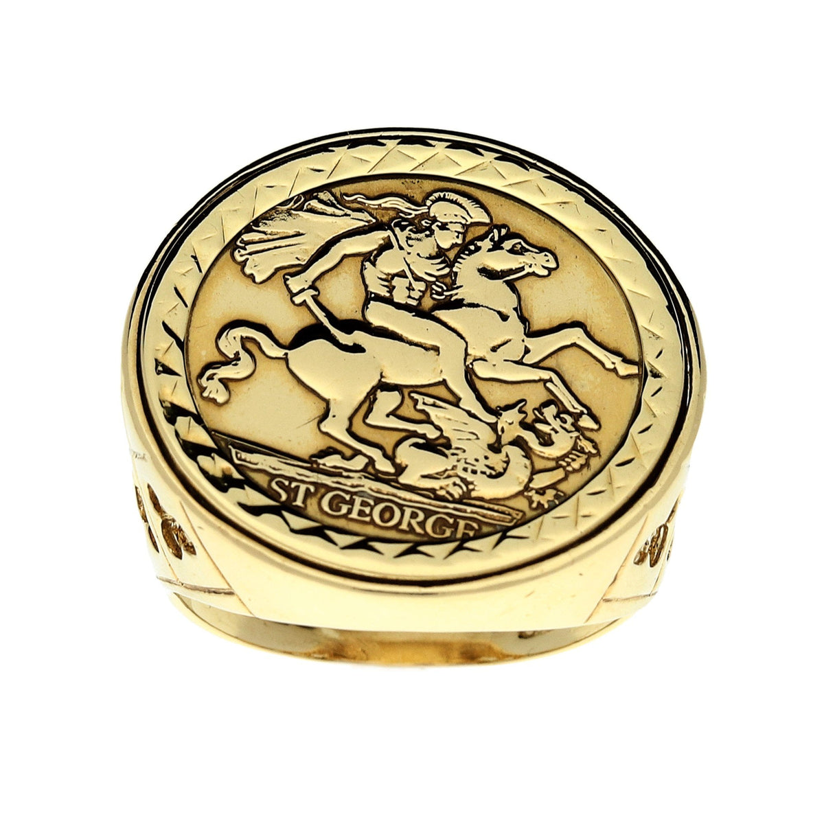 9ct Yellow Gold St George Ring - 8.9g