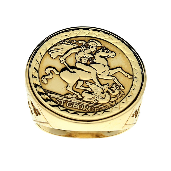 9ct Yellow Gold St George Ring - 8.9g