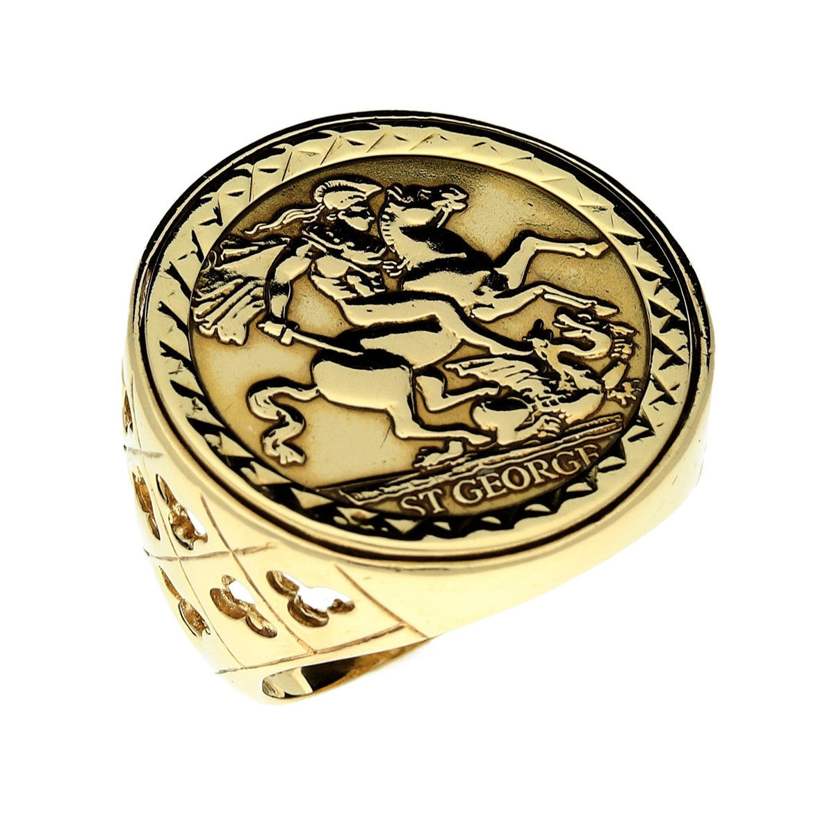 9ct Yellow Gold St George Ring - 8.9g