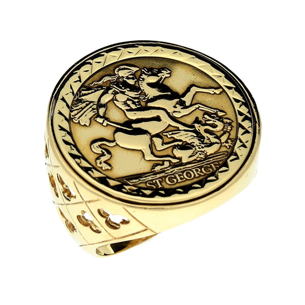 9ct Yellow Gold St George Ring - 8.9g