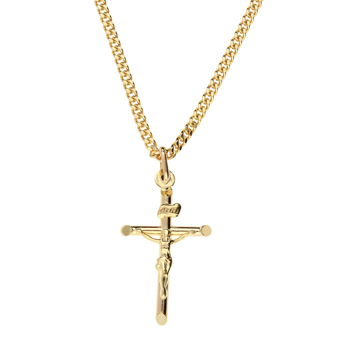 9ct Yellow Gold 20 inch Curb Chain + Crucifix - 9.4 grams
