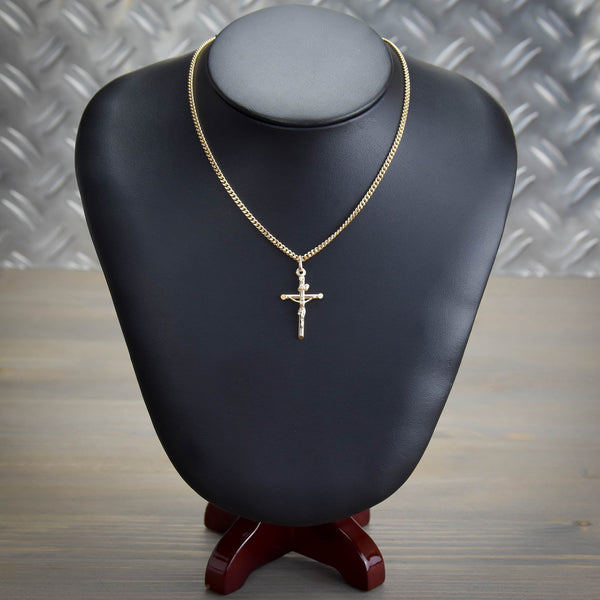 9ct Yellow Gold 20 inch Curb Chain + Crucifix - 9.4 grams