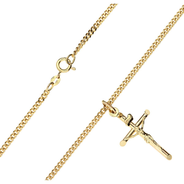 9ct Yellow Gold 20 inch Curb Chain + Crucifix - 9.4 grams