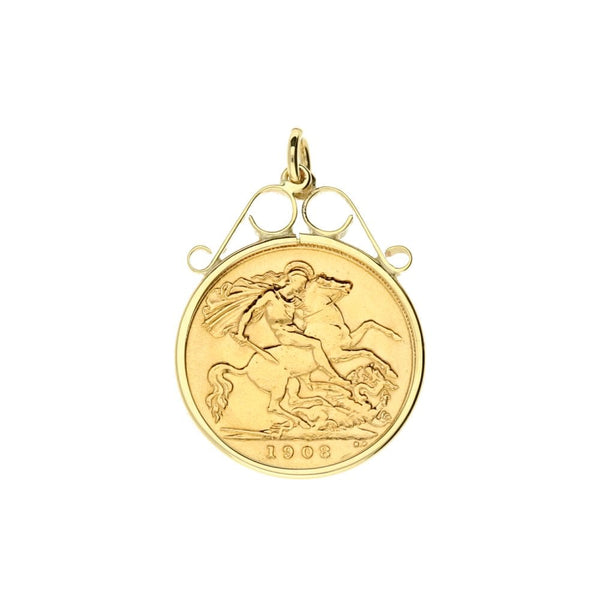 1908 Gold Half-Sovereign Pendant - 4.9g