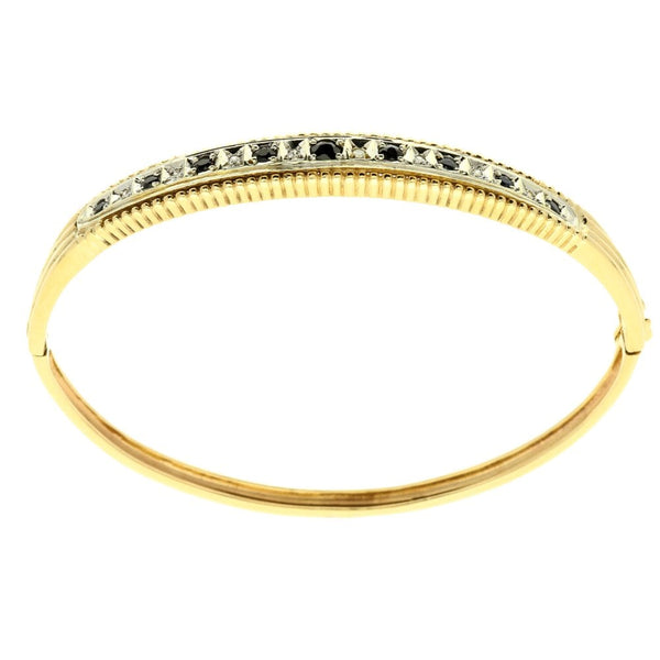 9ct Gold Sapphire and Diamond Bangle - 14.2g