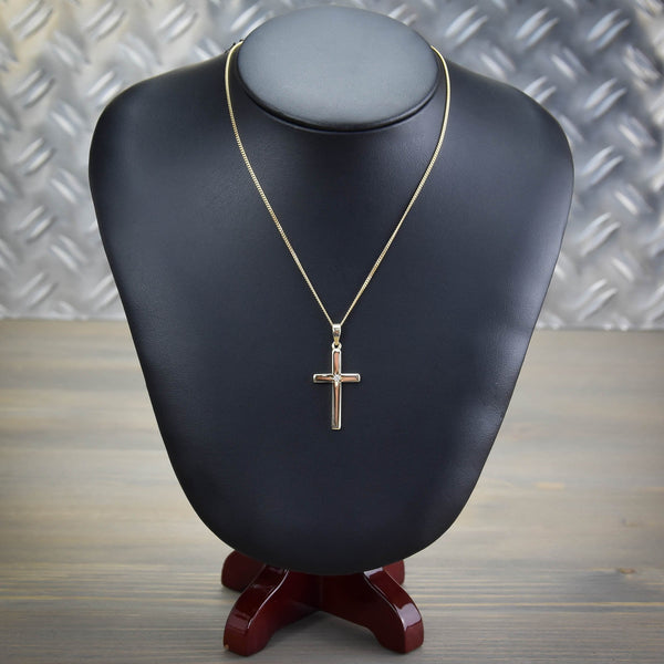 9ct Yellow Gold Cross and 24” Chain - 7.0g