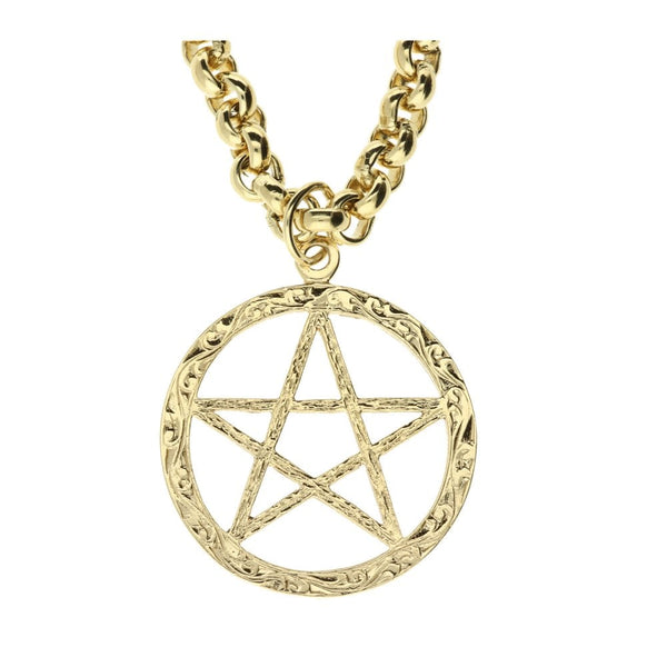 Heavy 9ct Gold Belcher and 5 Point Star Pendant - 118.5g