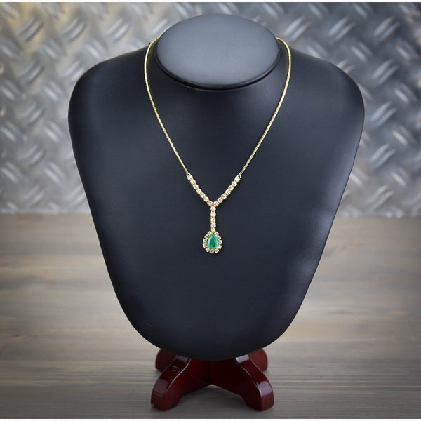 14ct Gold Emerald & Diamond Necklace