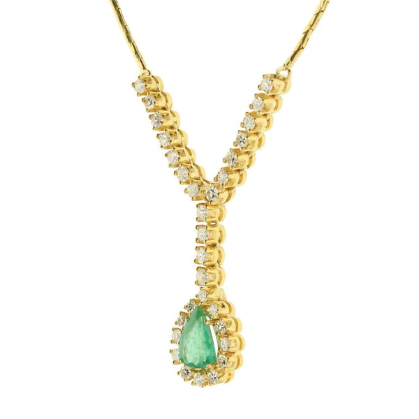14ct Gold Emerald & Diamond Necklace