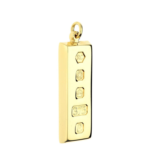 9ct Gold Patterned Ingot Pendant - 30.7g