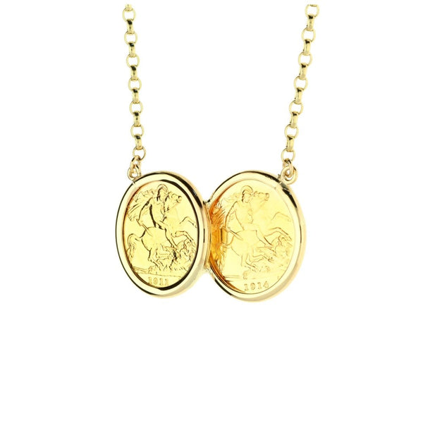 Yellow Gold Double Half-Sovereign Pendant - 15.5g