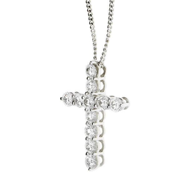 18ct White Gold Chain & Platinum Diamond Cross  - 1.87ct
