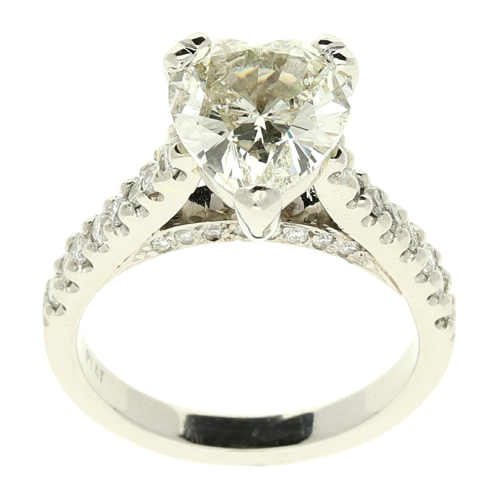 Platinum Heart Cut Diamond Engagement Ring - 3.02ct