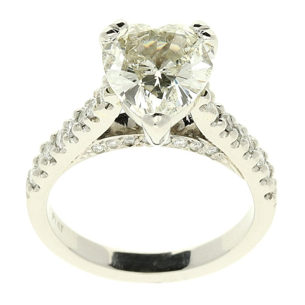 Platinum Heart Cut Diamond Engagement Ring - 3.02ct