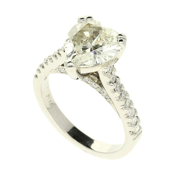Platinum Heart Cut Diamond Engagement Ring - 3.02ct