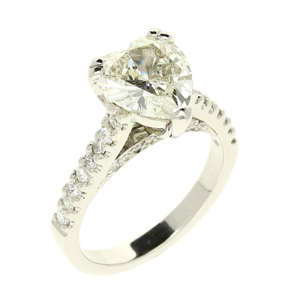 Platinum Heart Cut Diamond Engagement Ring - 3.02ct